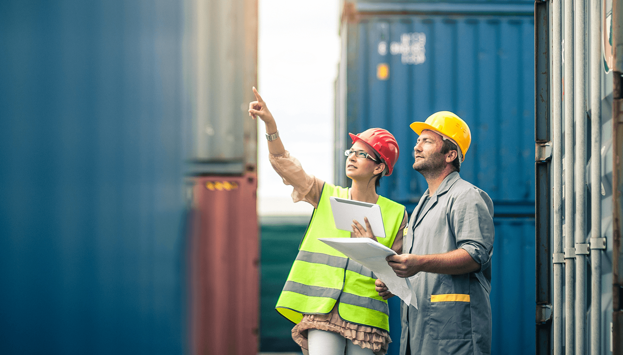 2 workers at a factory