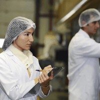 2 workers working at food safety area
